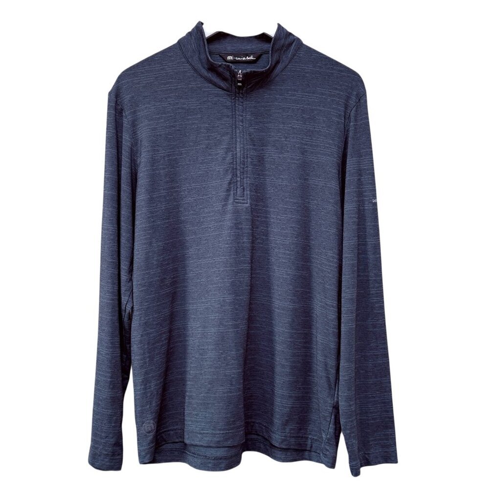 TRAVIS MATHEW Mens Golf Shirt Medium Blue Long Sleeve 1/4 Zip Desert Springs